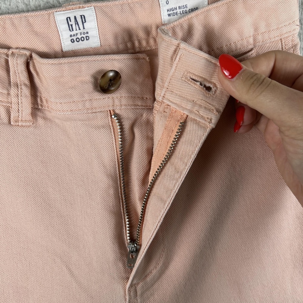 Gap Pants Womens 0 Pink High Rise Wide Leg Crop Twill Stretch Chino Spring - Picture 6 of 14